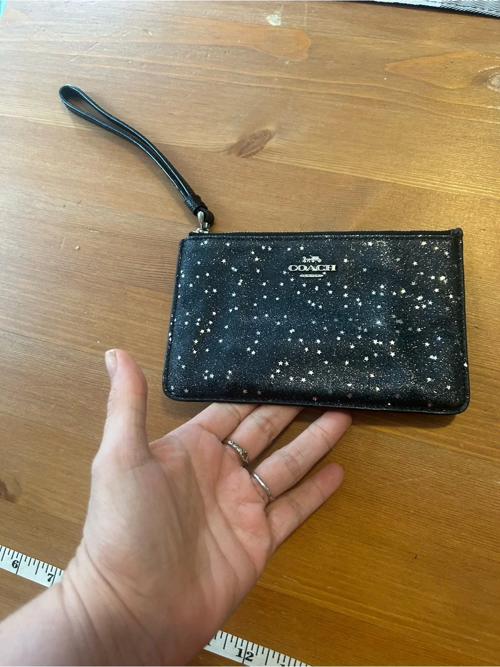 Coach Black Sparkly Star-Print Wristlet
